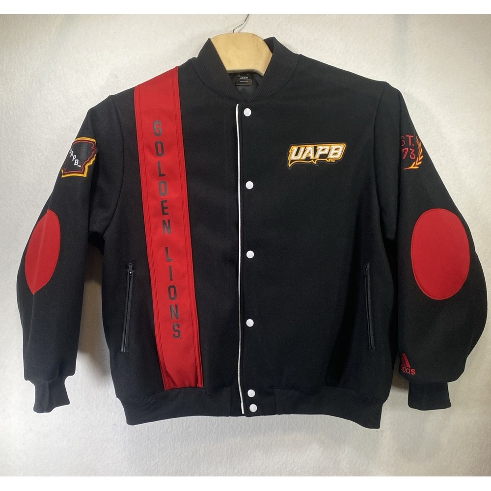 Adidas Varsity College Bomber Jacket Golden Lions Pine UAPB Arkansas Large C133 - Picture 1 of 11